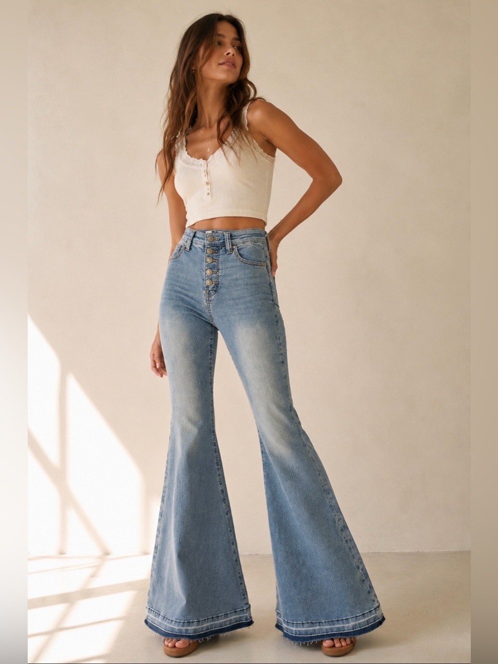 Free people Light Blue High-Rise super flared jeans